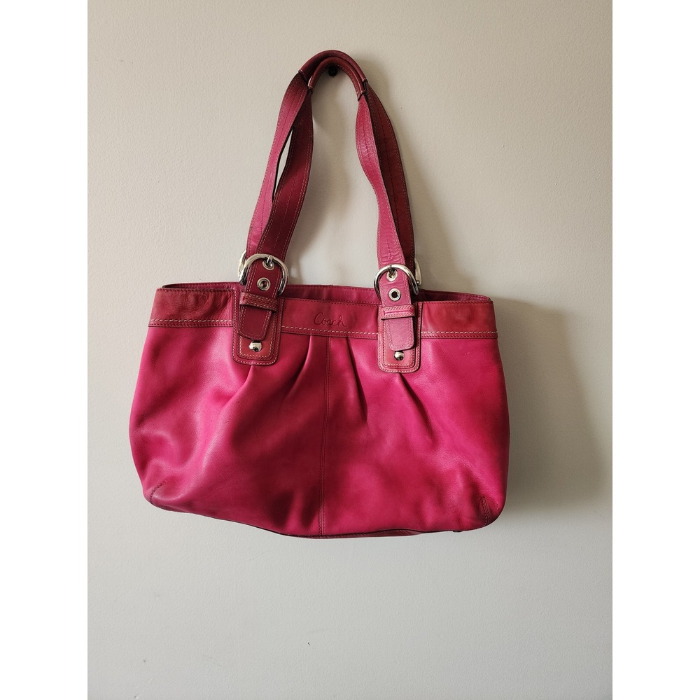 Coach 13763 Pink Leather Pleated Tote Shoulder Bag Y2K 2008 (Read Description)